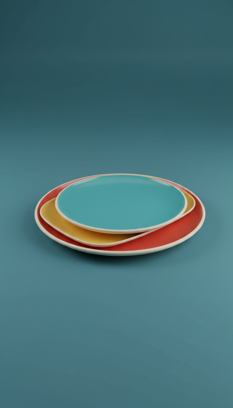 Juego de platos cerámicos coloridos