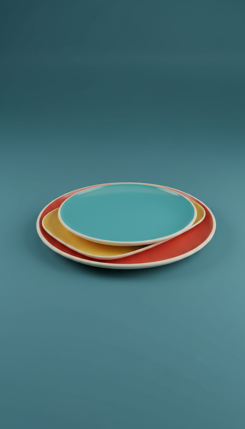 Juego de platos cerámicos coloridos